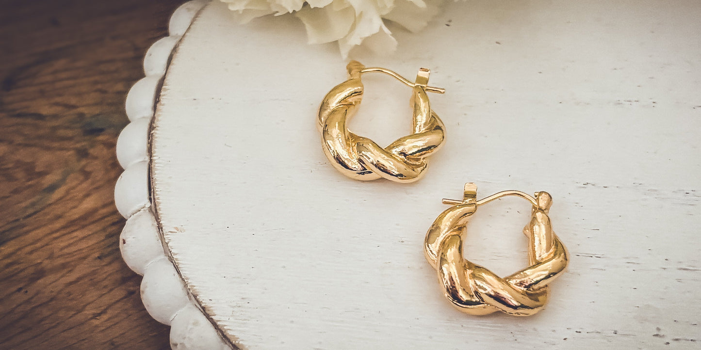 Beautiful Chunky Gold Twist Earrings