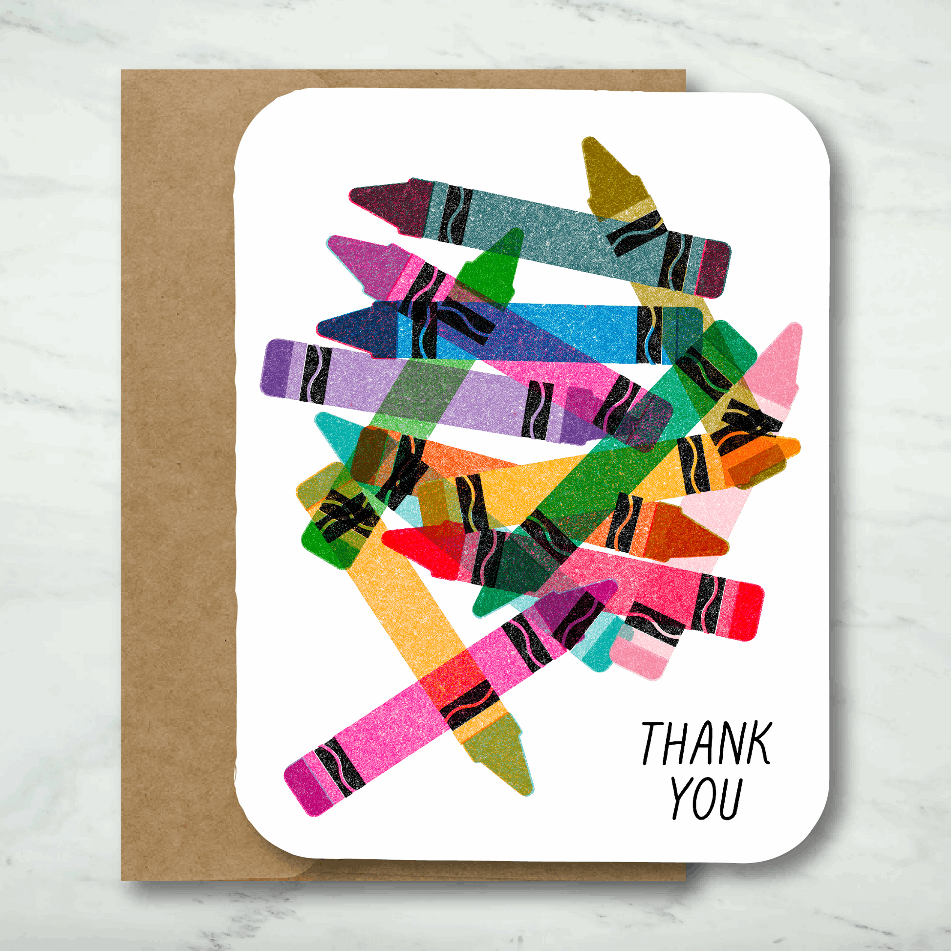 Thank You Card - Crayons for Teacher - Paper Chain Studios