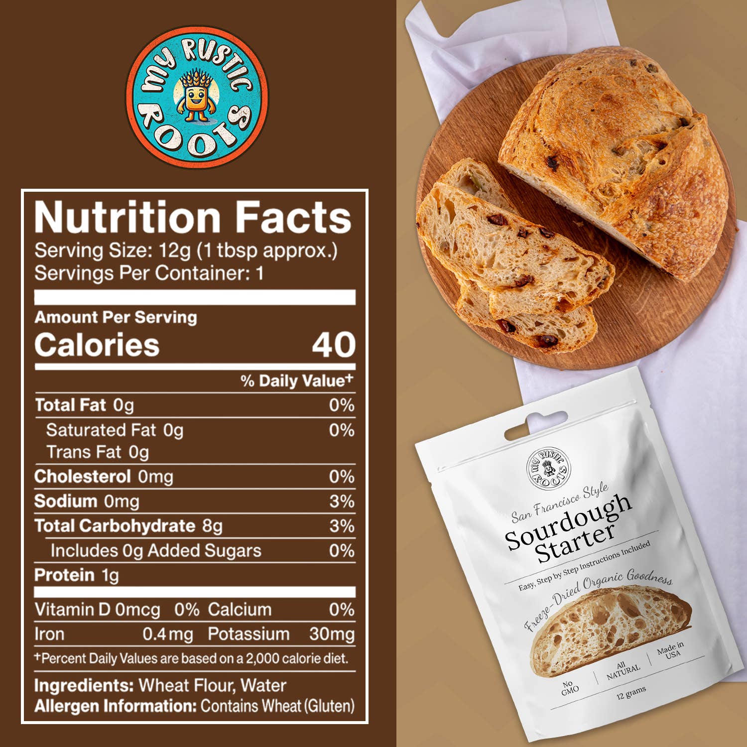 Sourdough Starter - Organic Non-GMO Freeze Dried - My Rustic Roots