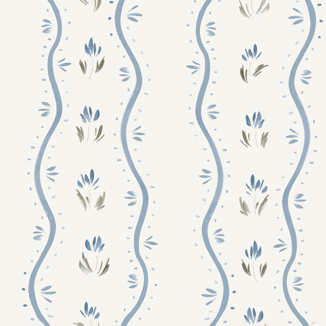 Annabelle Cottage Wallpaper by Melissa Johnson - Sample 1 foot by 1 foot / Blue - Loomwell Home Goods