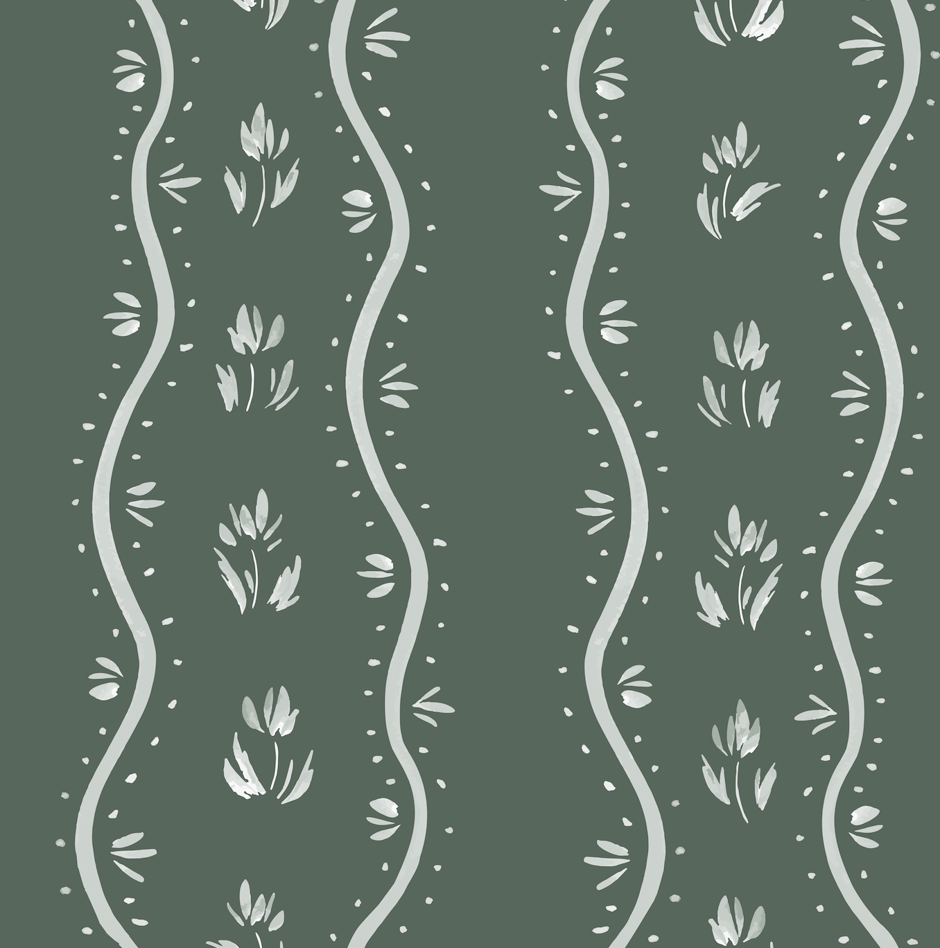 Annabelle Cottage Wallpaper by Melissa Johnson - Sample 1 foot by 1 foot / Forest - Loomwell Home Goods