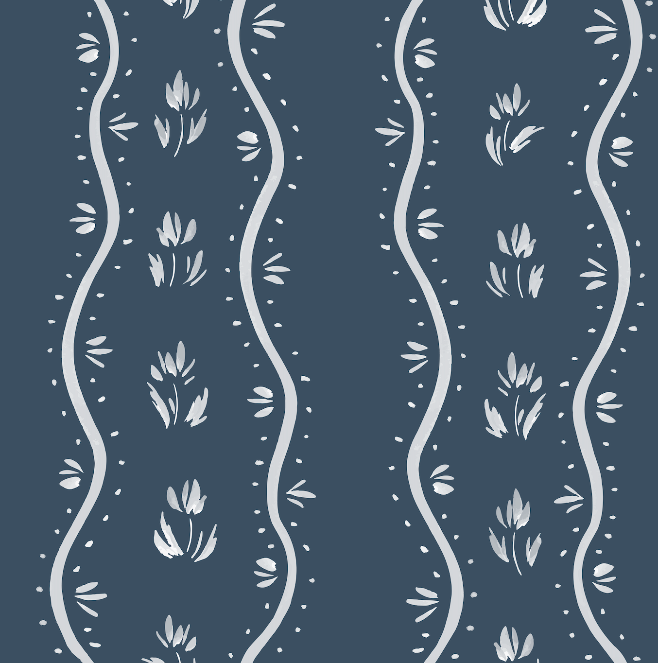 Annabelle Cottage Wallpaper by Melissa Johnson - Sample 1 foot by 1 foot / Navy - Loomwell Home Goods