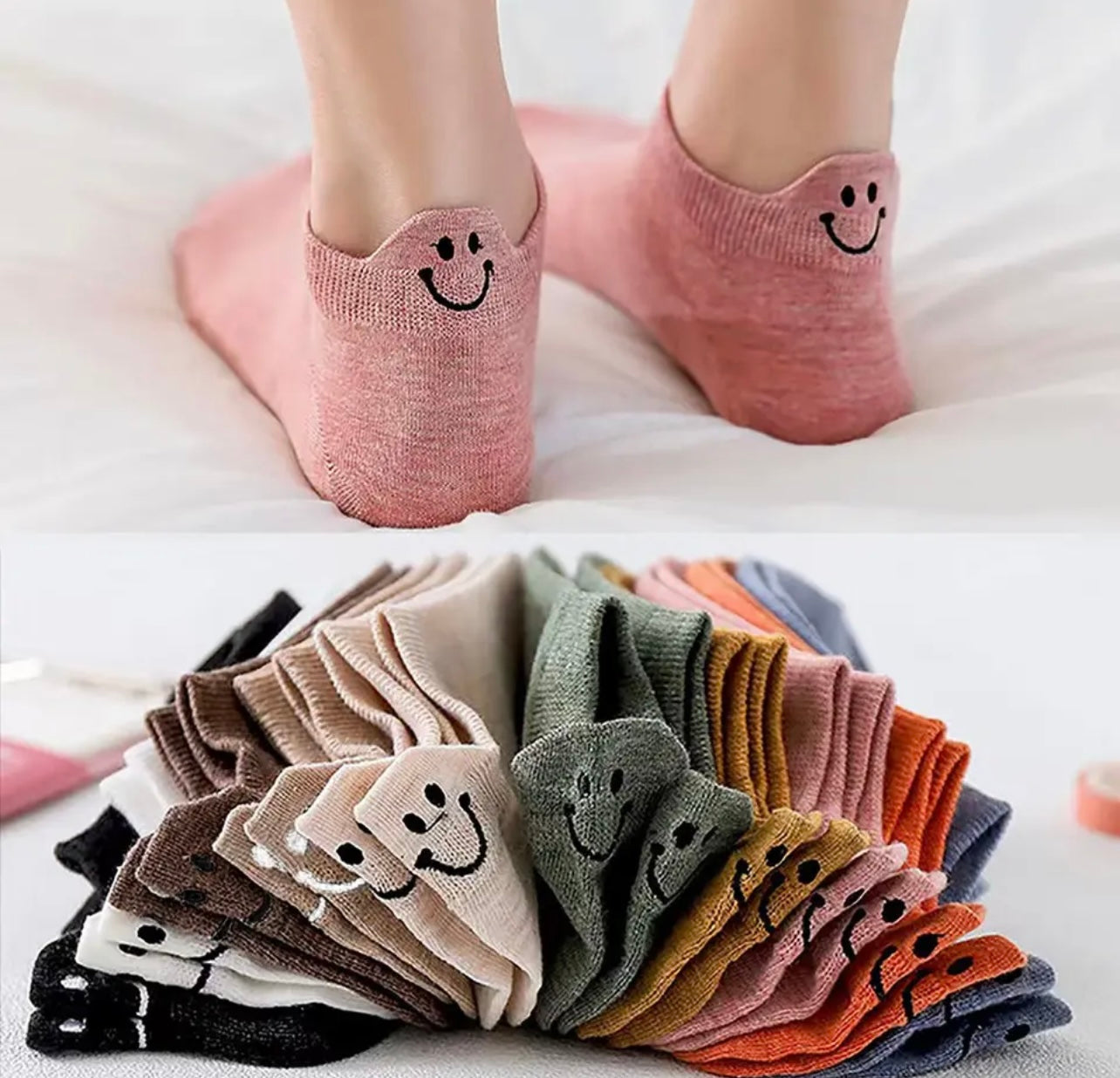 Lot de 4 paires de chaussettes adorables avec smiley