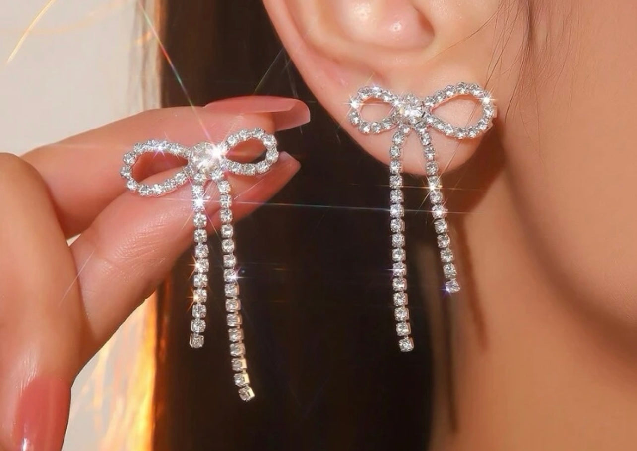 Adorable Crystal Bow Earrings