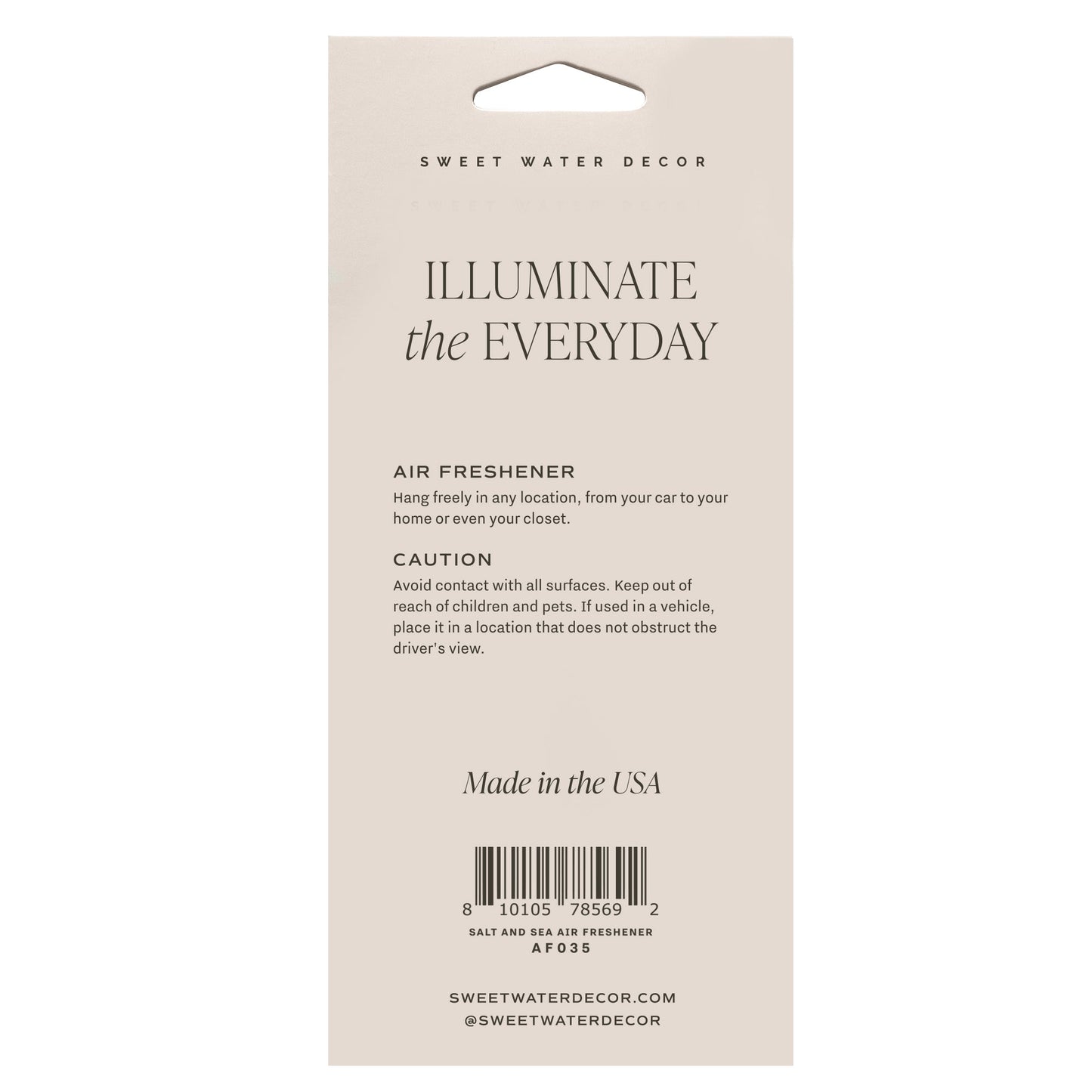 Salt and Sea Hanging Air Freshener - Sweet Water Decor