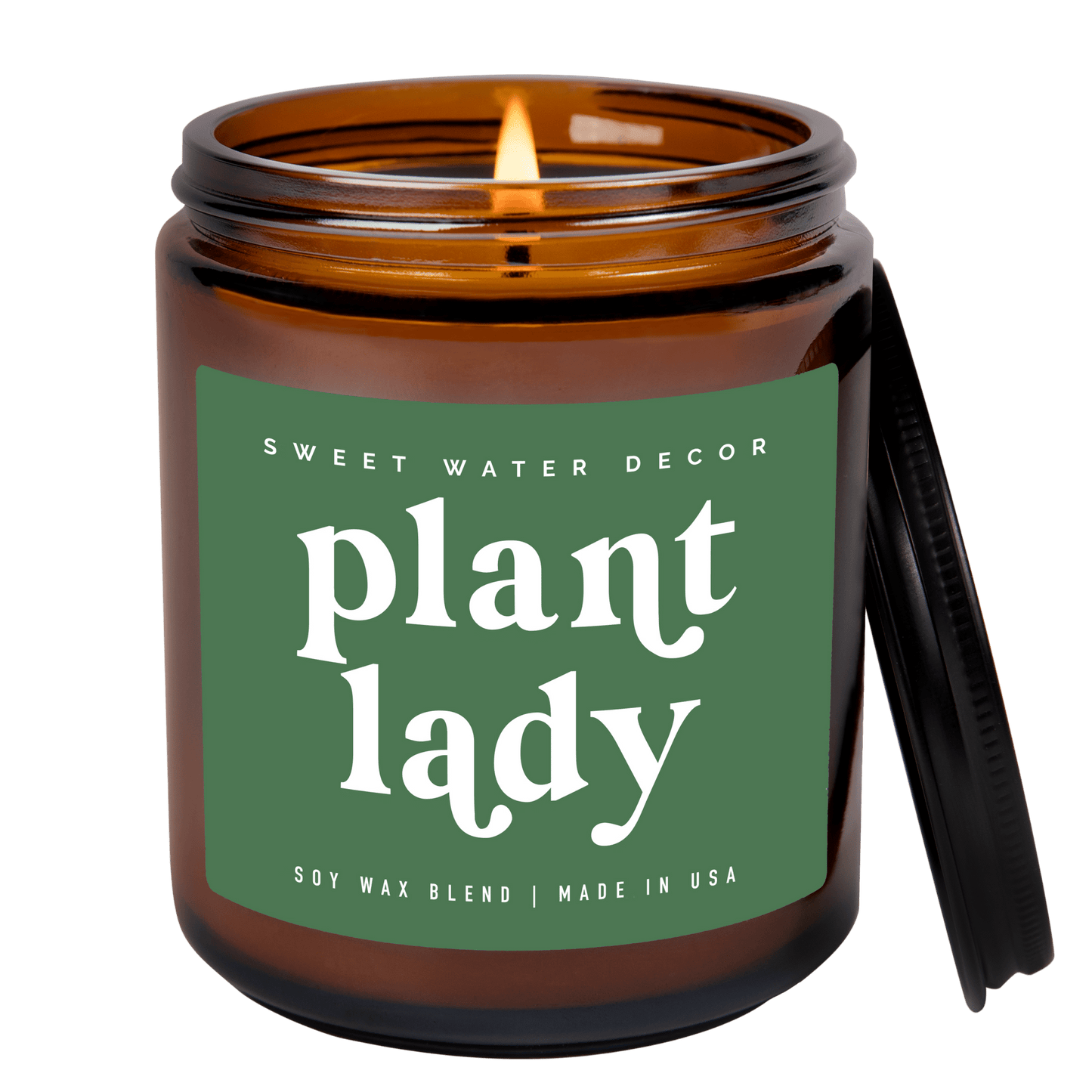 Bougie de soja Plant Lady - Pot ambré - 9 oz (fleurs sauvages et sel) 