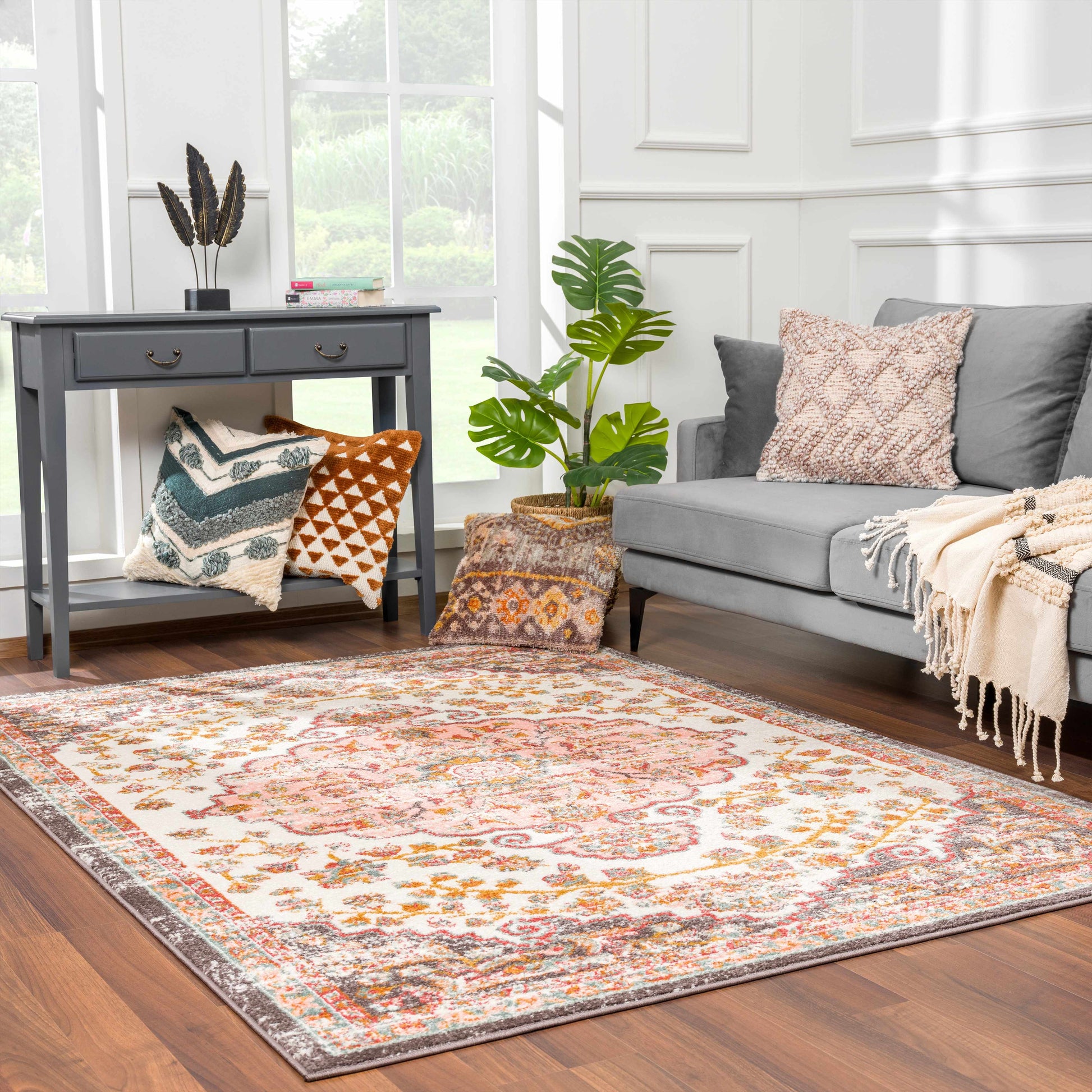 Oark Floral Medallion Area Rug - 5’2’’ x 7’ Rectangle - Boutique Rugs