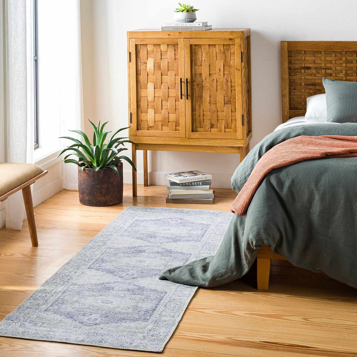 Olive Rosman Washable Area Rug - Clearance - Boutique Rugs