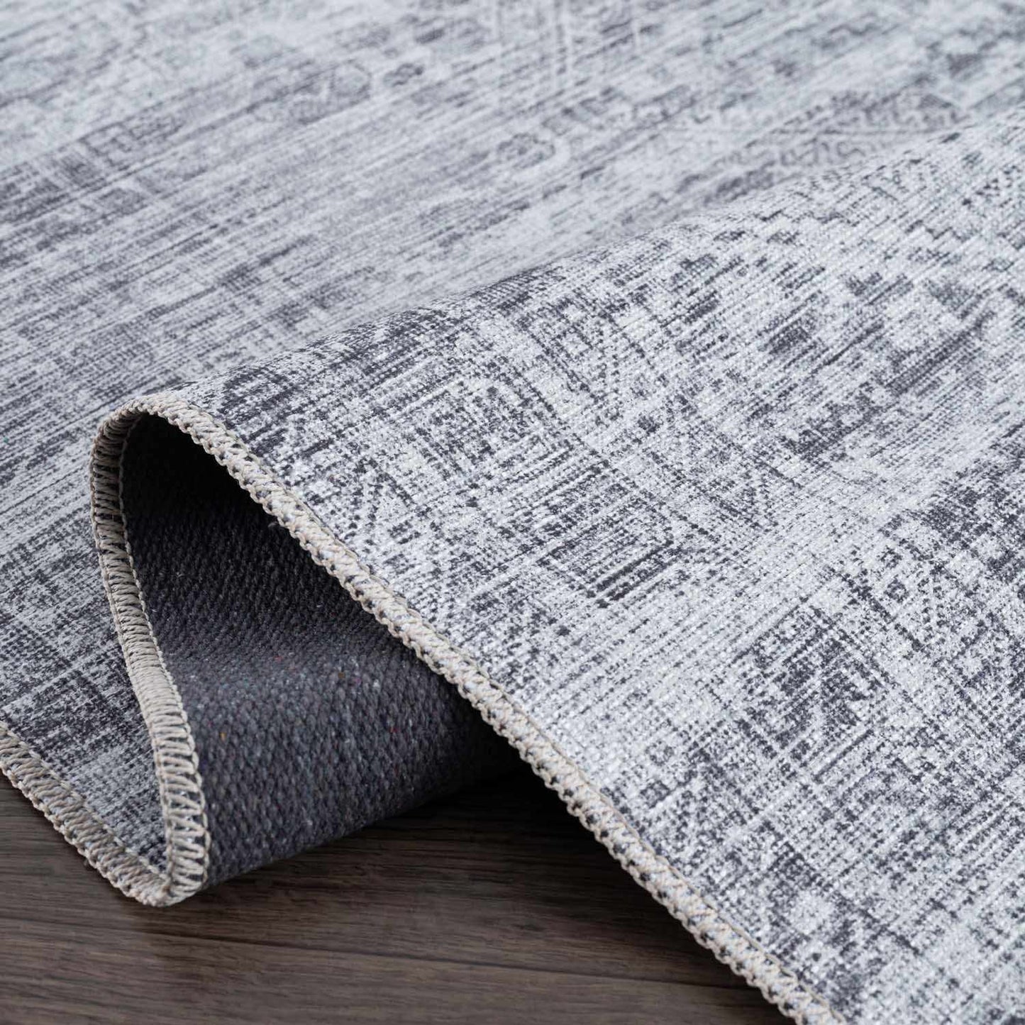 Barny Cream & Gray Washable Rug