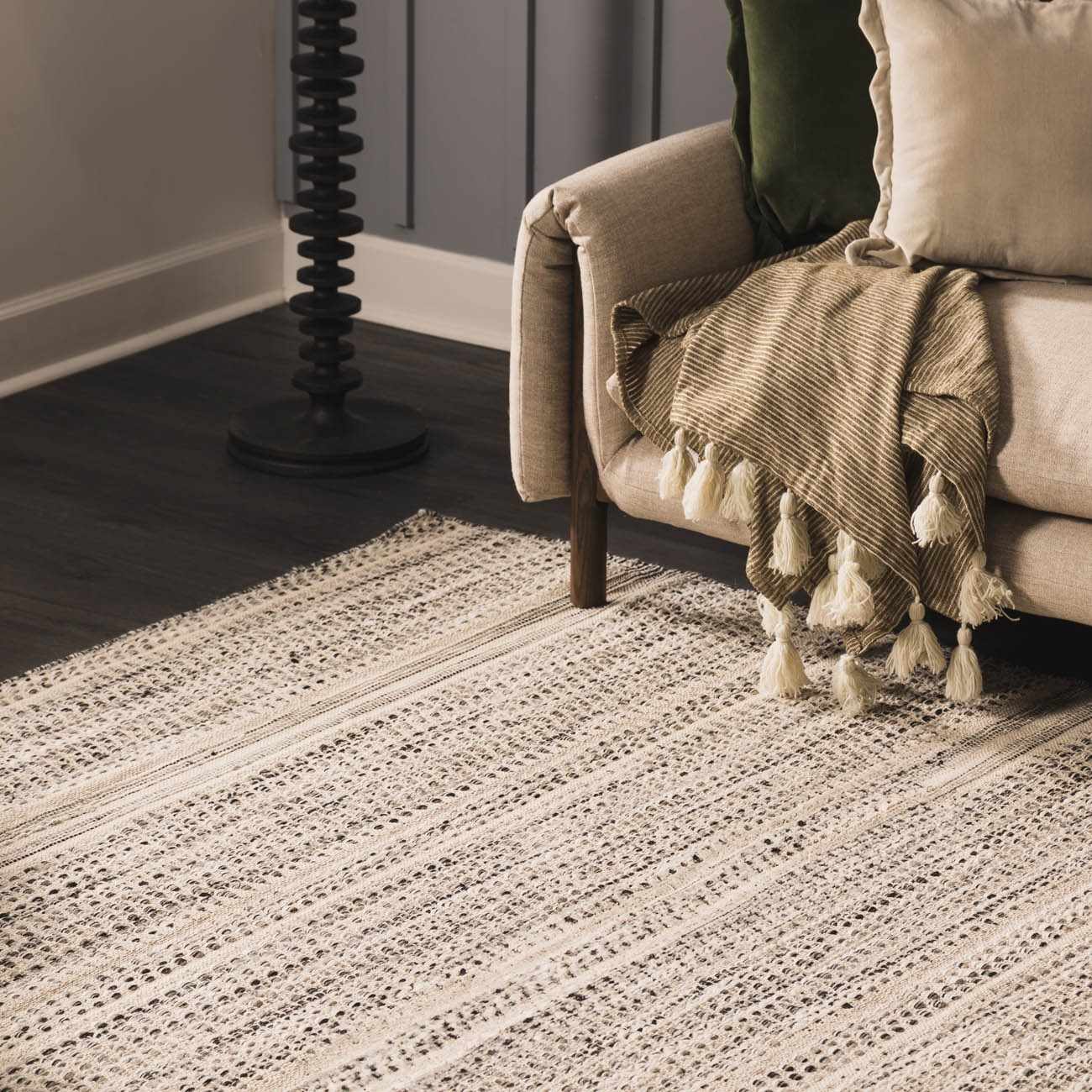 Gray Stripe Wool Area Rug - Boutique Rugs