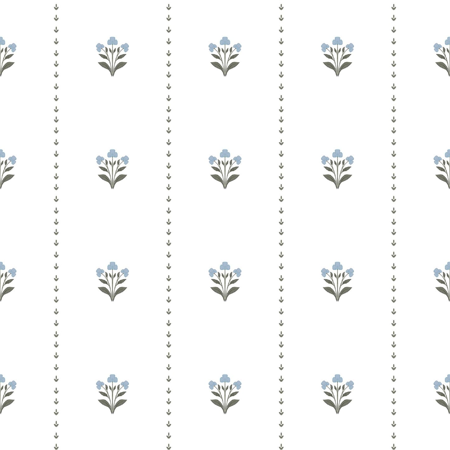 Adell Wallpaper by Megan Lindsey Illustration - Sample 1 foot by 1 foot / Blue - Loomwell Home Goods