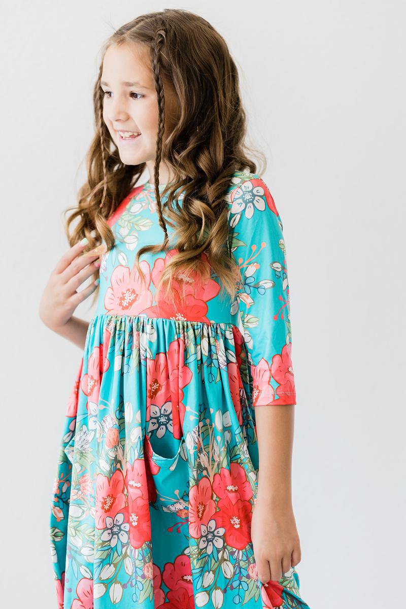 Blue Floral Twirl Dress - Mila & Rose ®