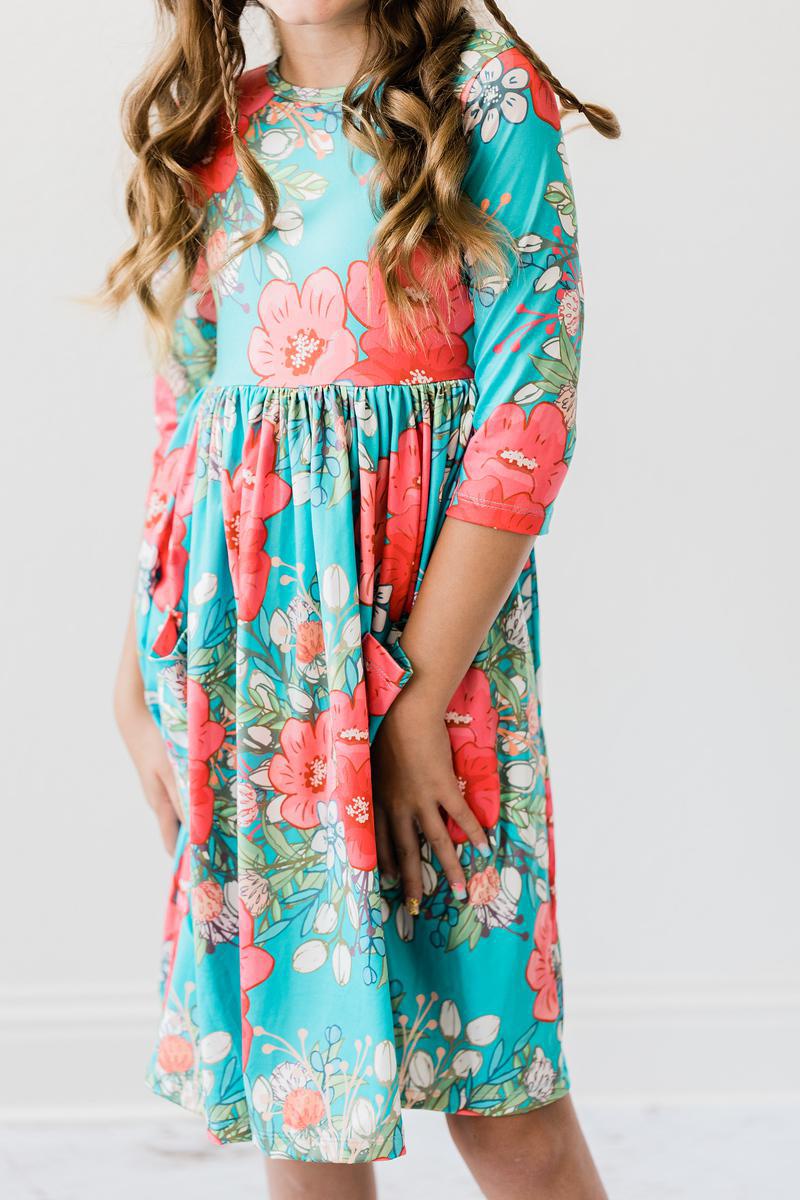 Blue Floral Twirl Dress - Mila & Rose ®