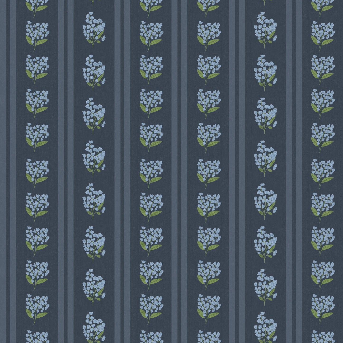 Annalise Floral Stripe Wallpaper by Ashton Elizabeth - Sample 1 foot by 1 foot / Dark Blue - Loomwell Home Goods