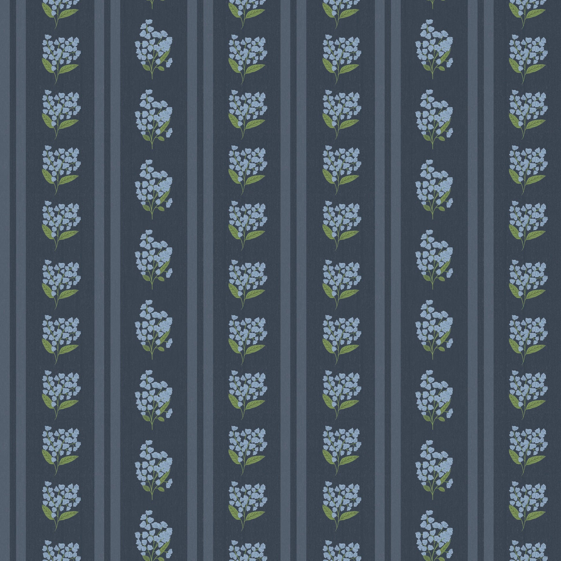 Annalise Floral Stripe Wallpaper by Ashton Elizabeth - Sample 1 foot by 1 foot / Dark Blue - Loomwell Home Goods