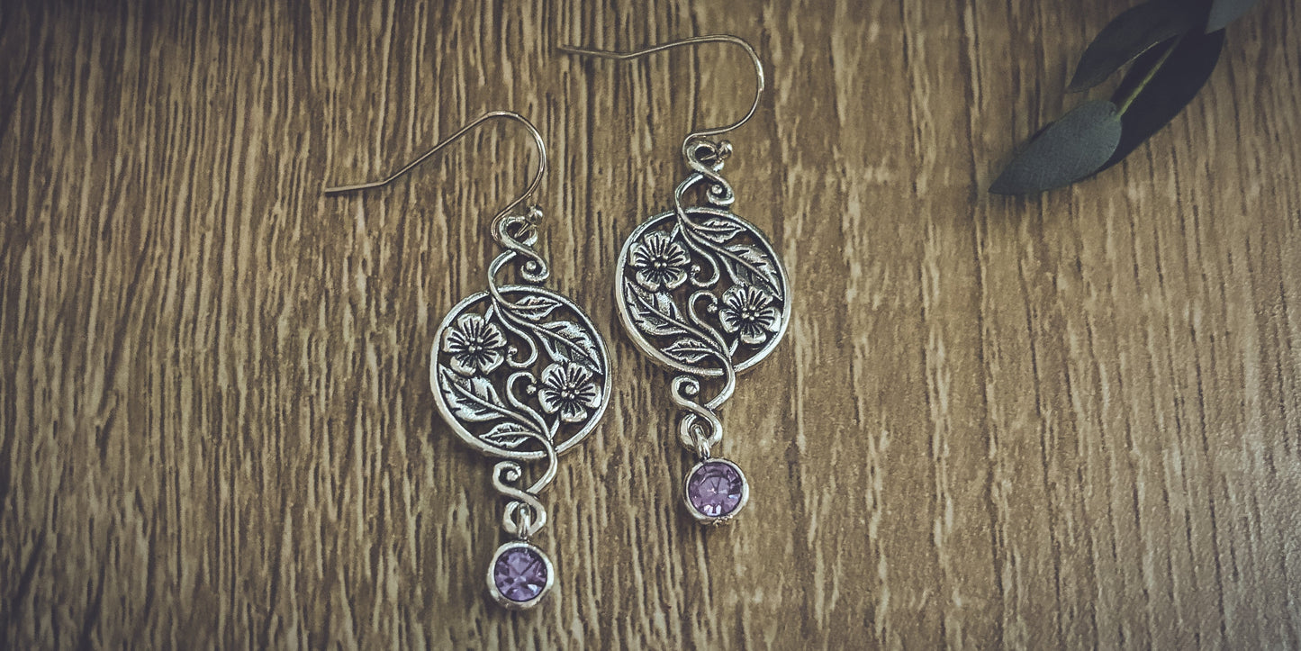 Beautiful Bohemian Purple and Silver Earrings