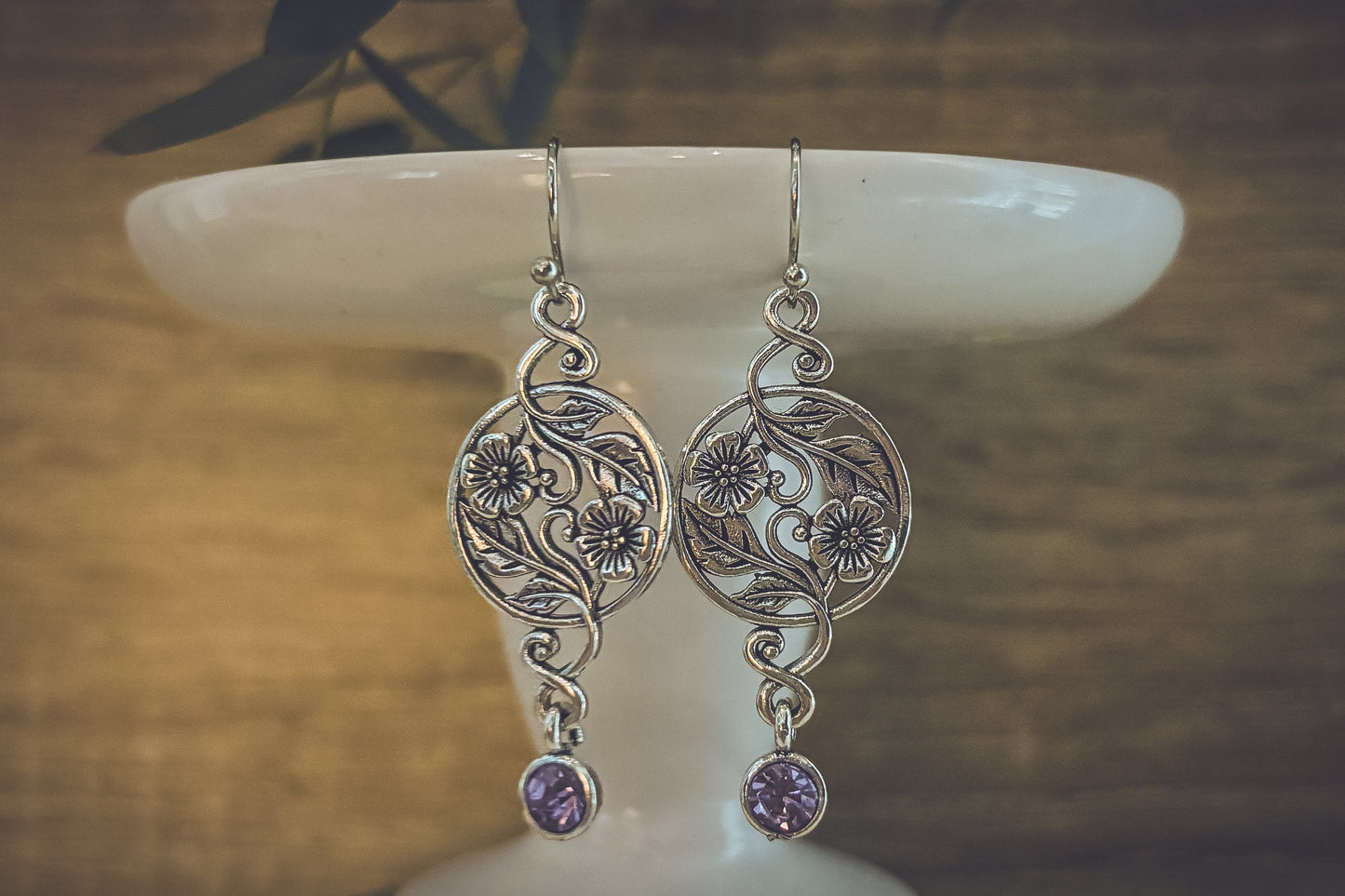 Beautiful Bohemian Purple and Silver Earrings