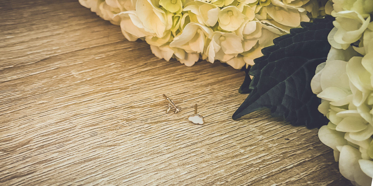 Adorable Cloud and Airplane Stud Earrings