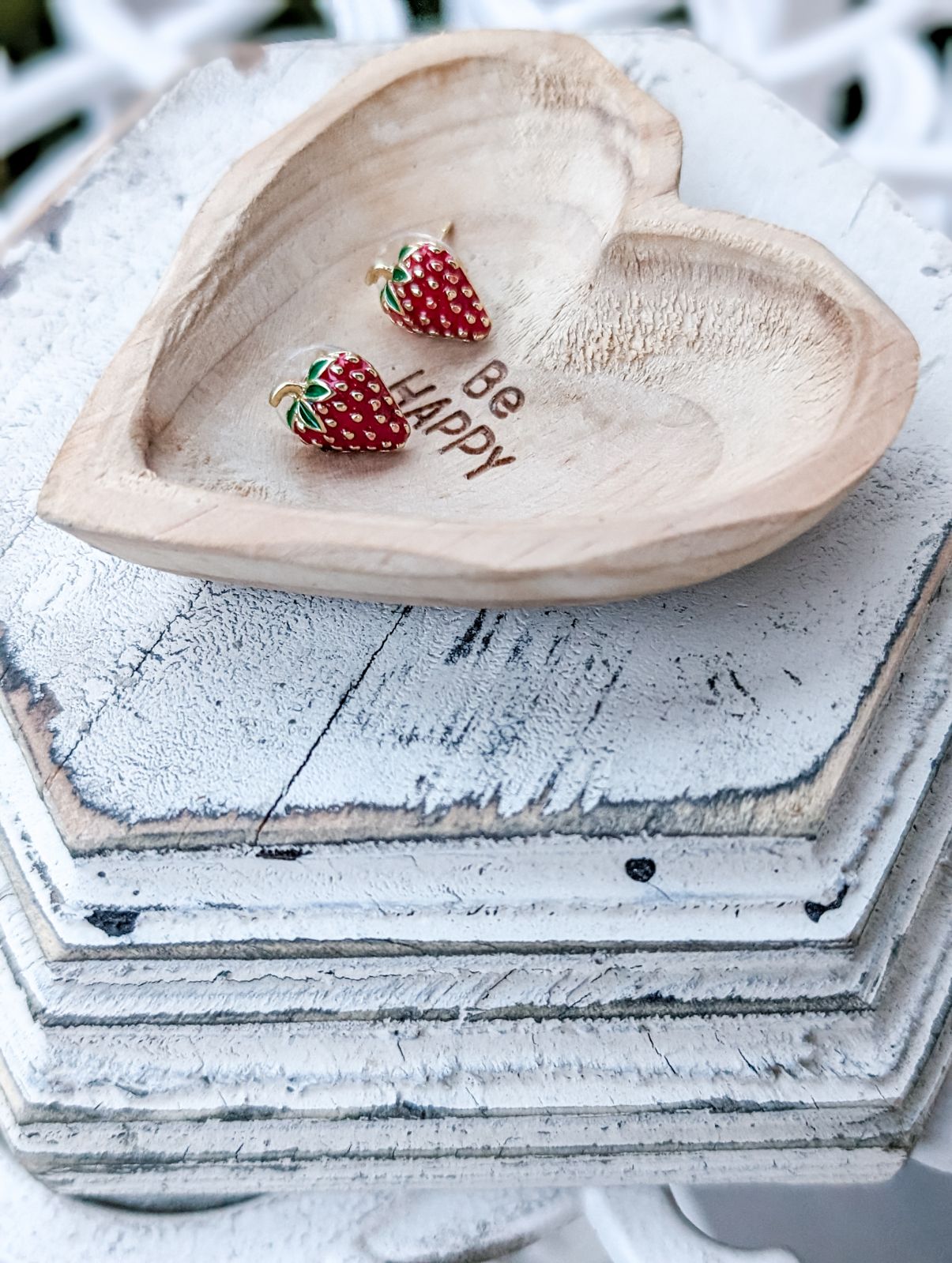 Boucles d'oreilles à tige en forme de fraise et de fruit adorables