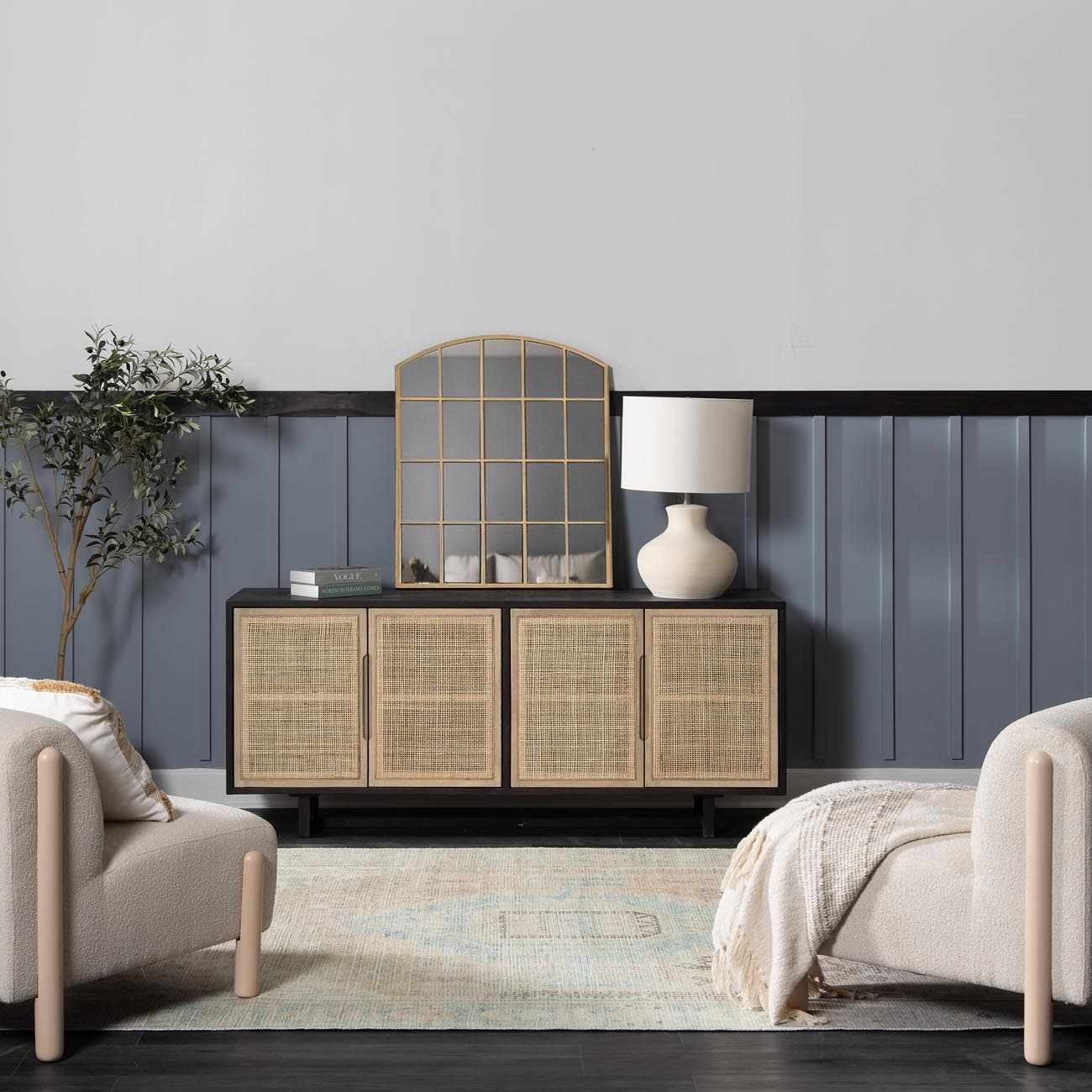 Light Brown and Blue Baloy Washable Area Rug - Boutique Rugs