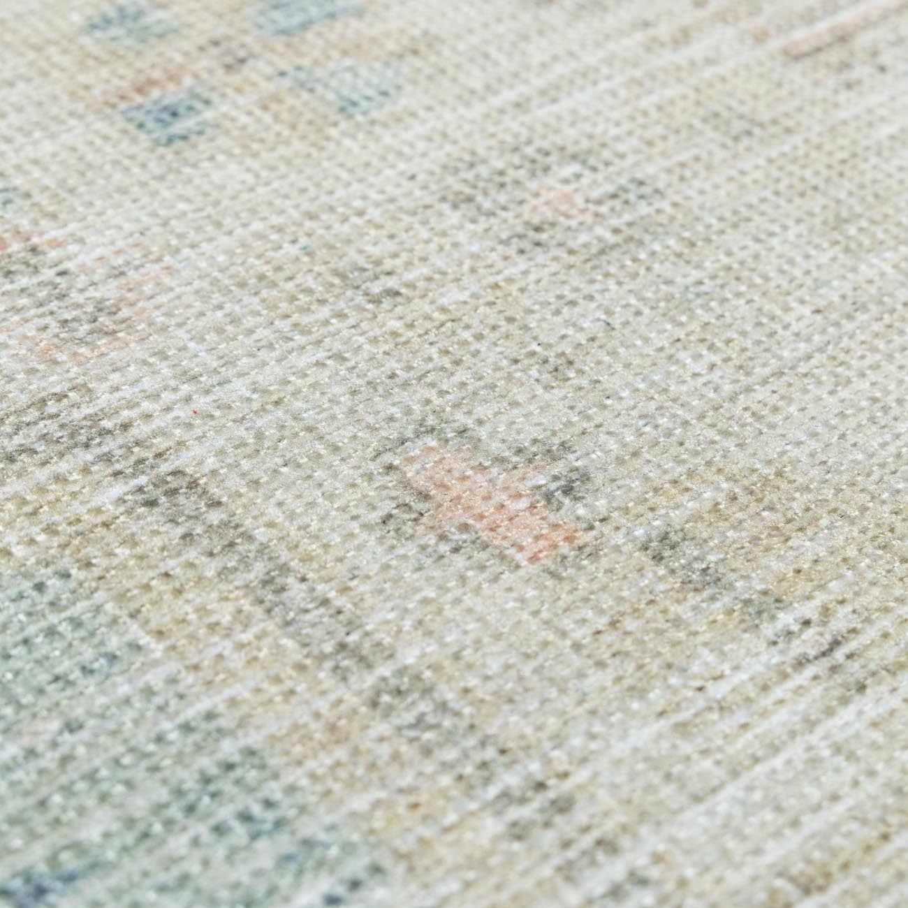 Light Brown and Blue Baloy Washable Area Rug - 5’3’’ x 7’ Rectangle - Boutique Rugs