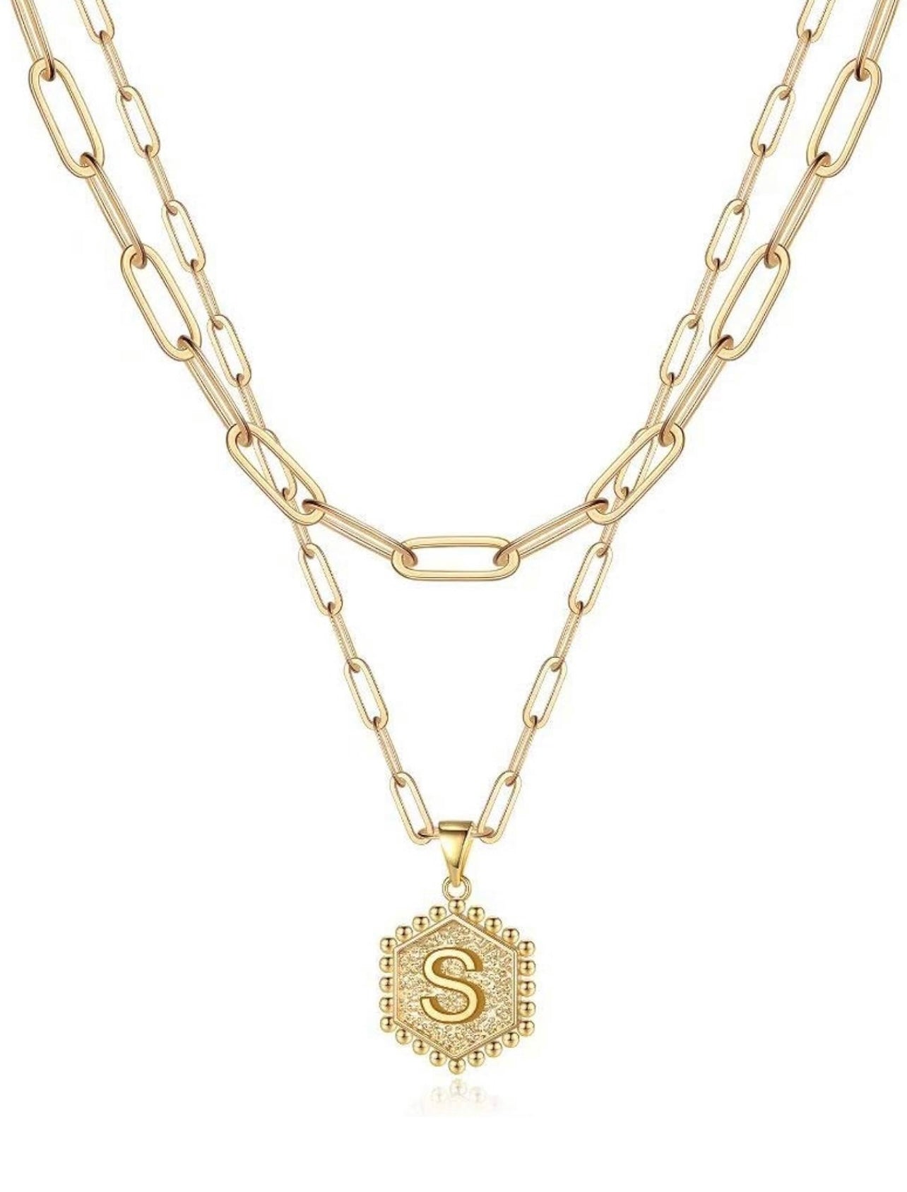 Magnifique collier initial en couches d'or