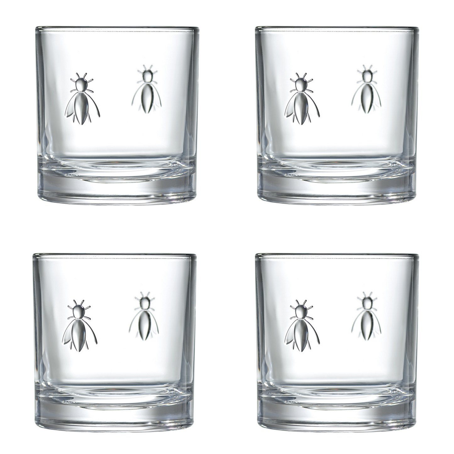 Bee Whiskey Glasses - Set of 4 or 6 - 4- Pack - La Rochere NA
