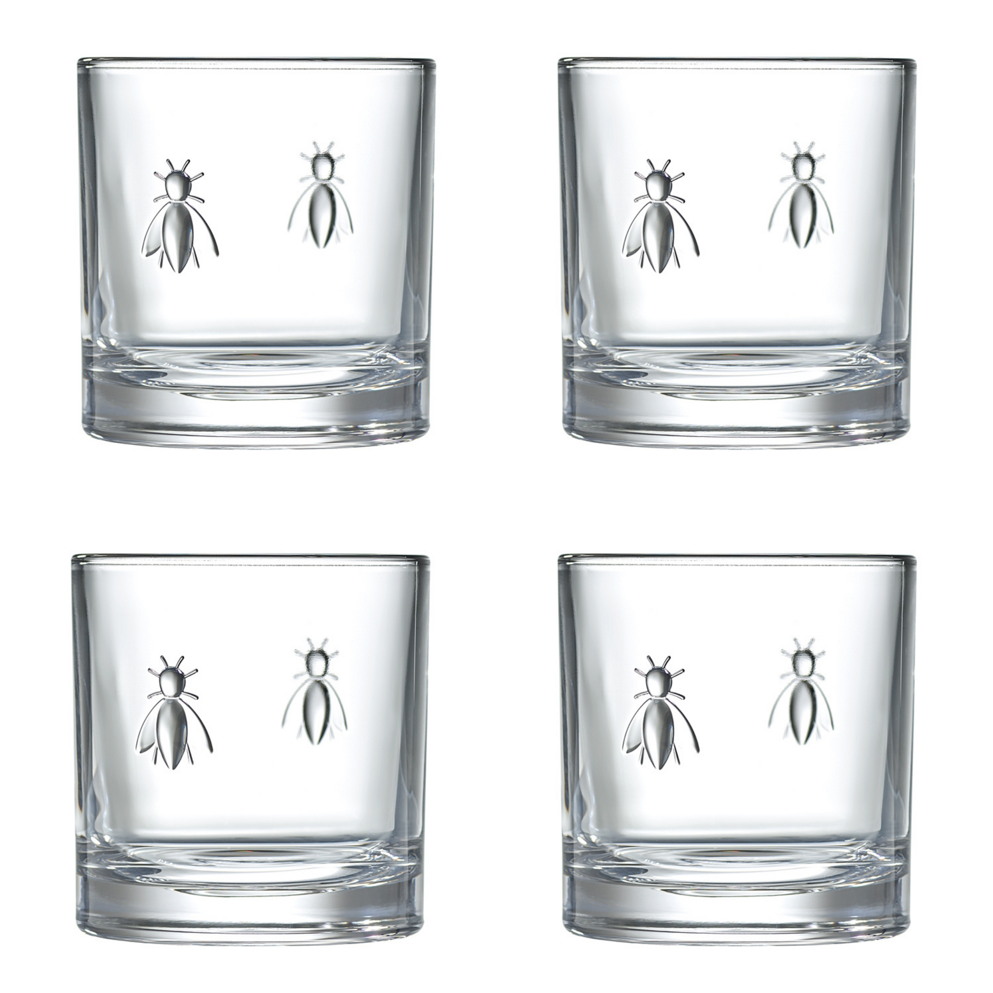 Bee Whiskey Glasses - Set of 4 or 6 - 4- Pack - La Rochere NA