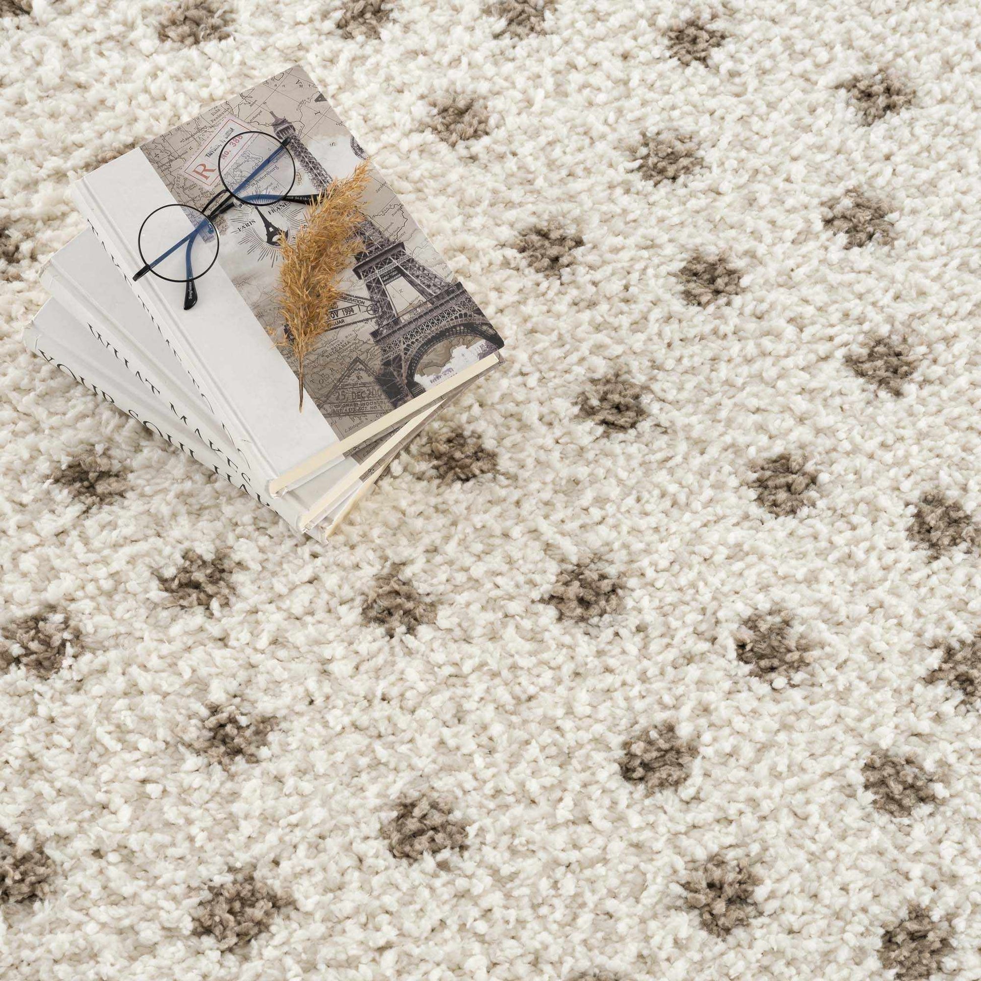 Chaia Dotted Cream & Brown Plush Rug - Boutique Rugs