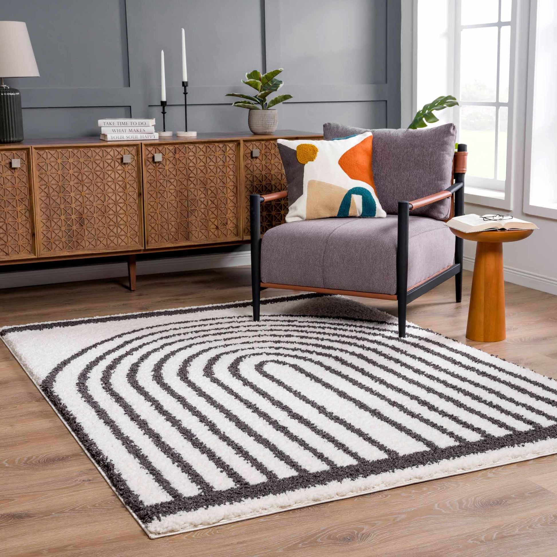Bauer Plush Black Rainbow Rug - Clearance - Boutique Rugs