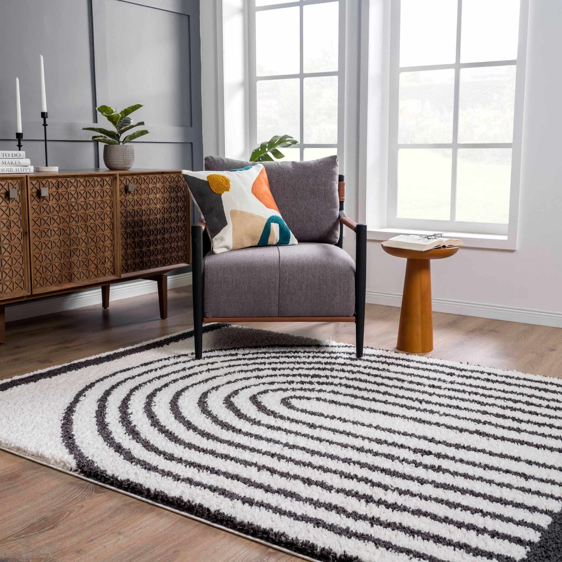 Bauer Plush Black Rainbow Rug - Clearance - Boutique Rugs