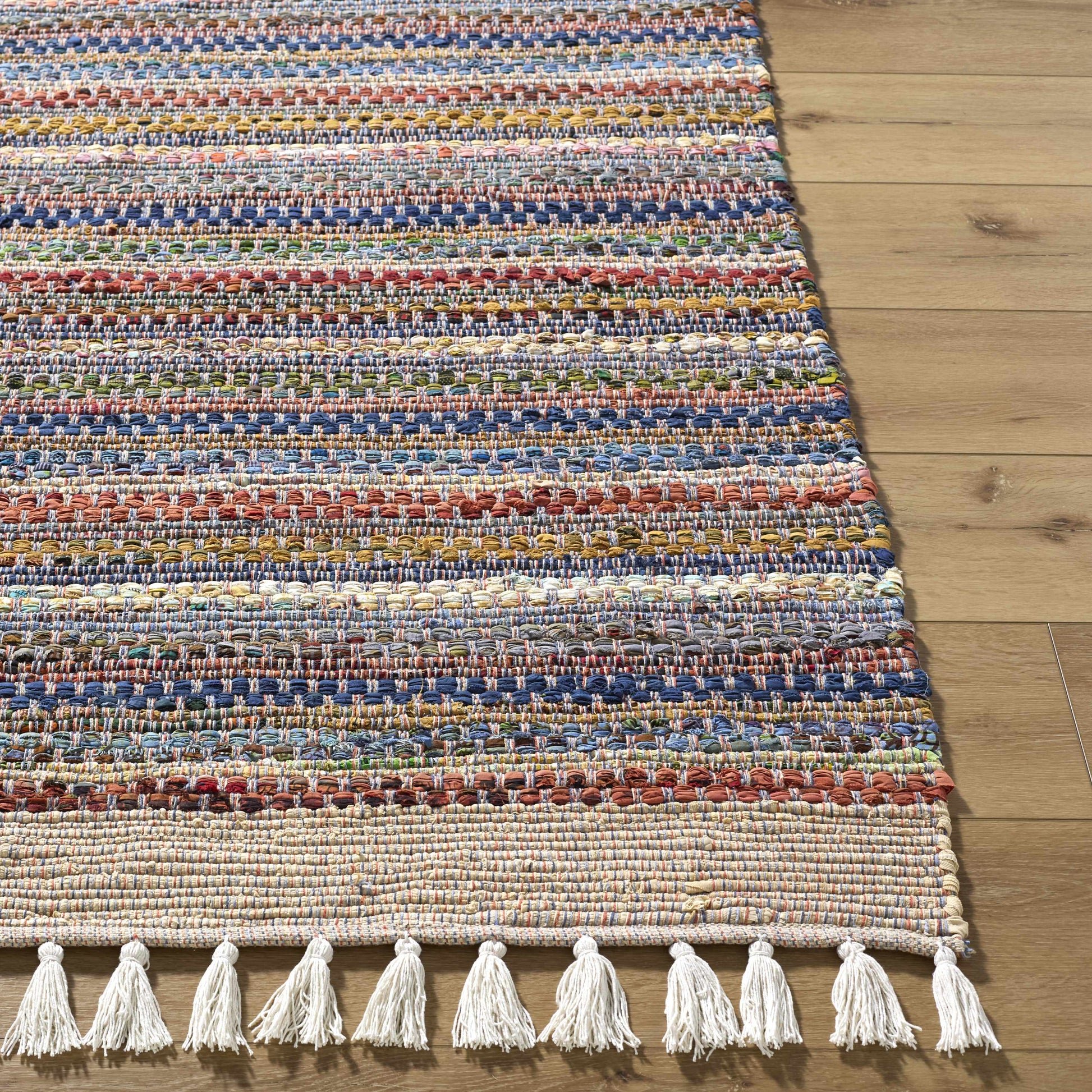 Multicolor Stripe Cotton Area Rug - Boutique Rugs