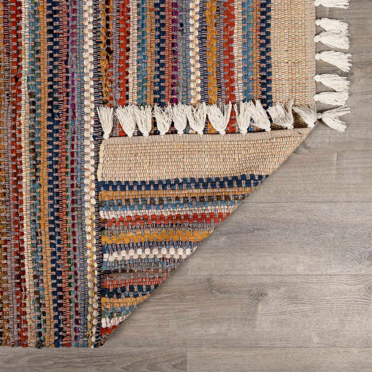 Multicolor Stripe Cotton Area Rug - Boutique Rugs