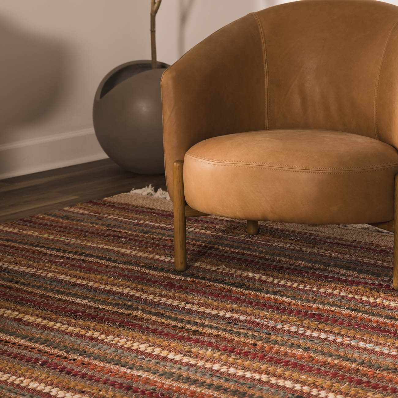 Multicolor Stripe Cotton Area Rug - Boutique Rugs