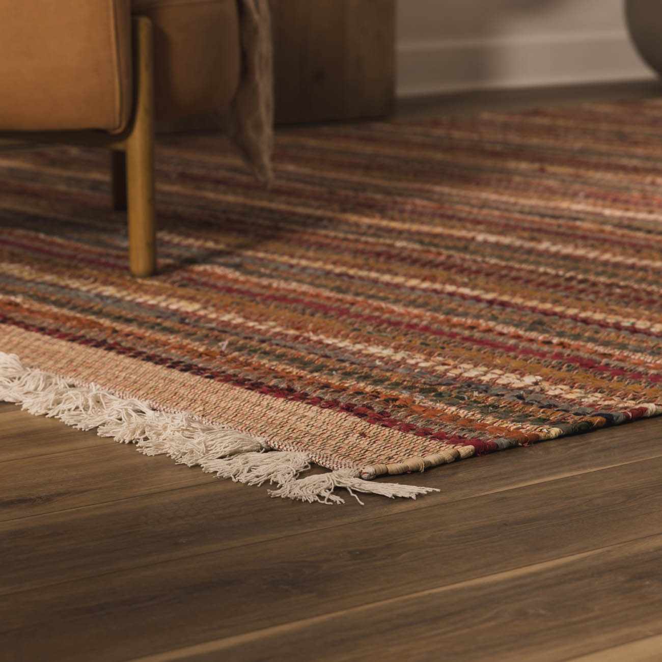 Multicolor Stripe Cotton Area Rug - Boutique Rugs