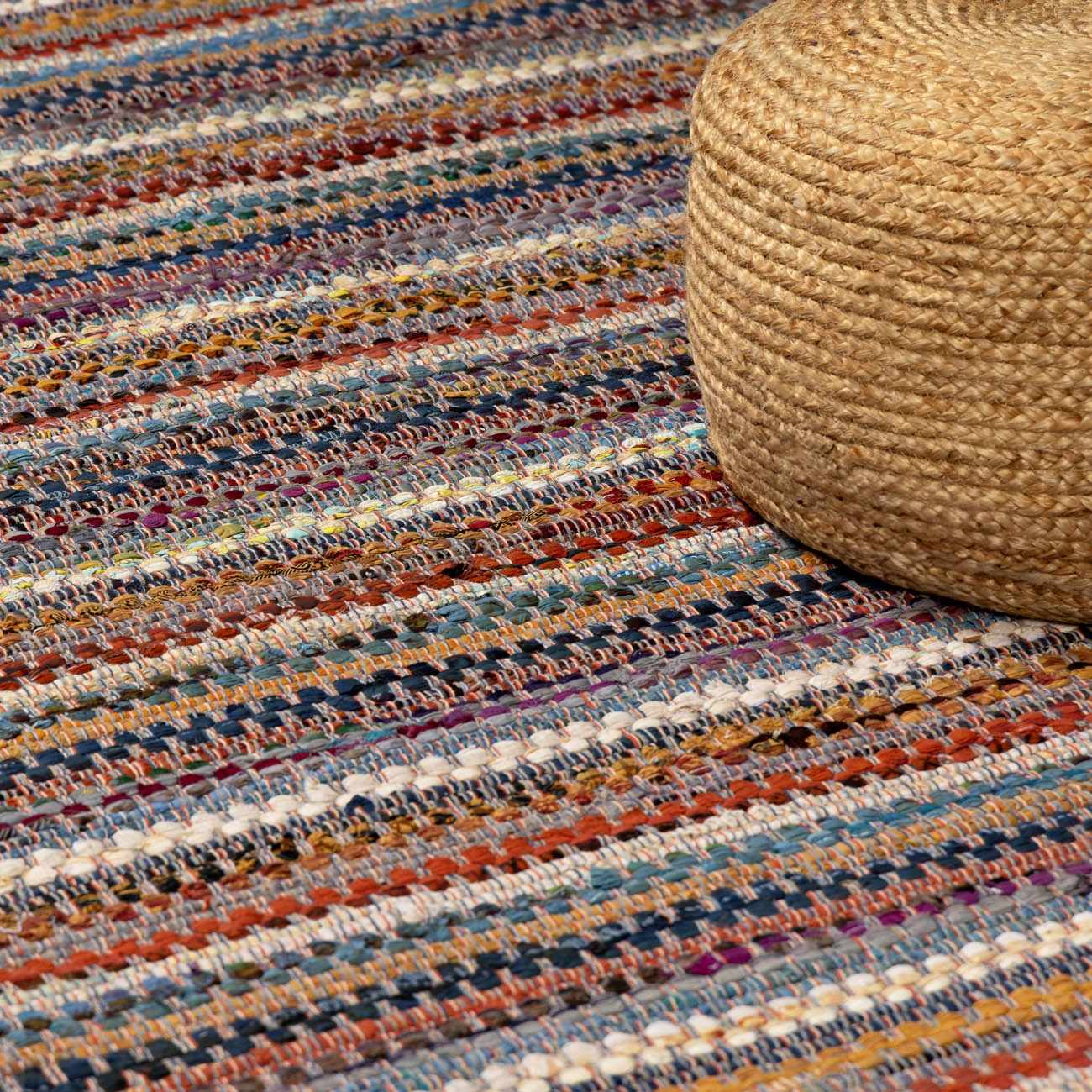 Multicolor Stripe Cotton Area Rug - Boutique Rugs