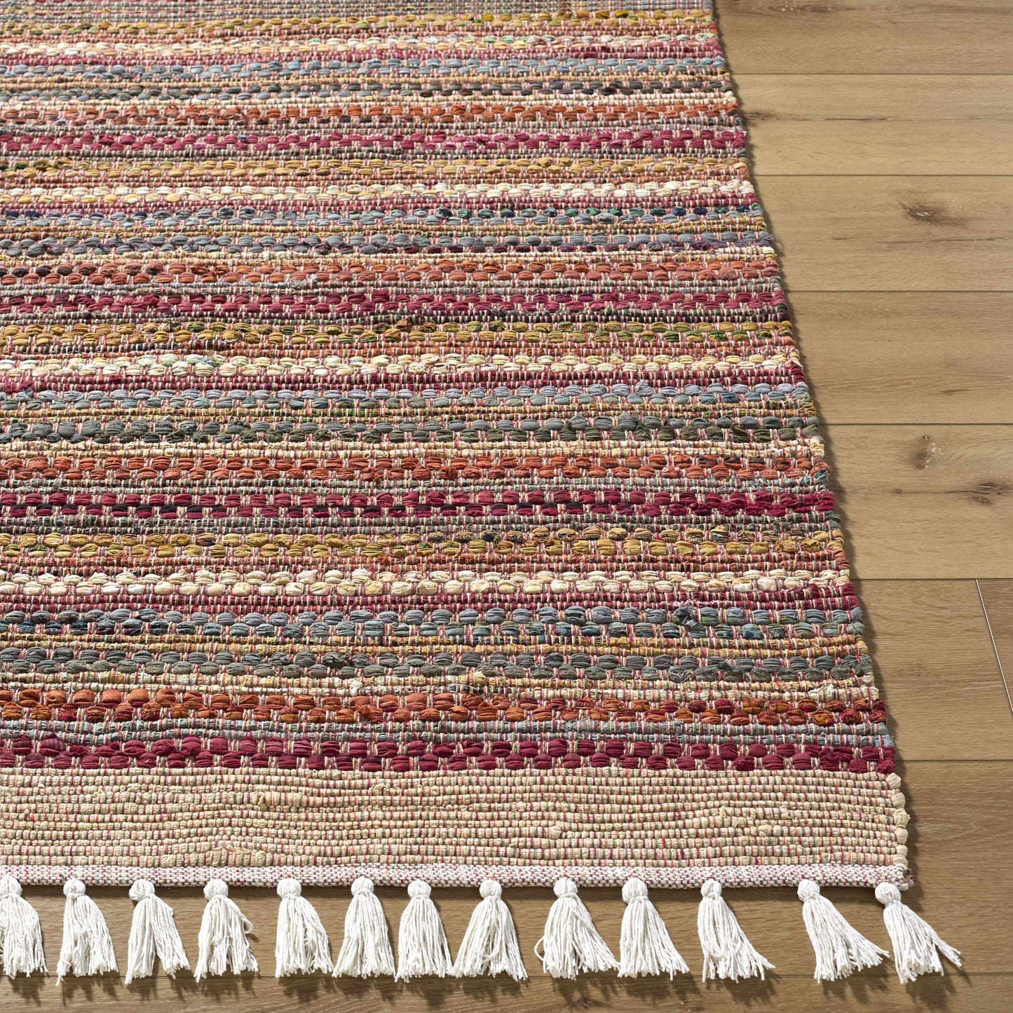 Multicolor Stripe Cotton Area Rug - Boutique Rugs
