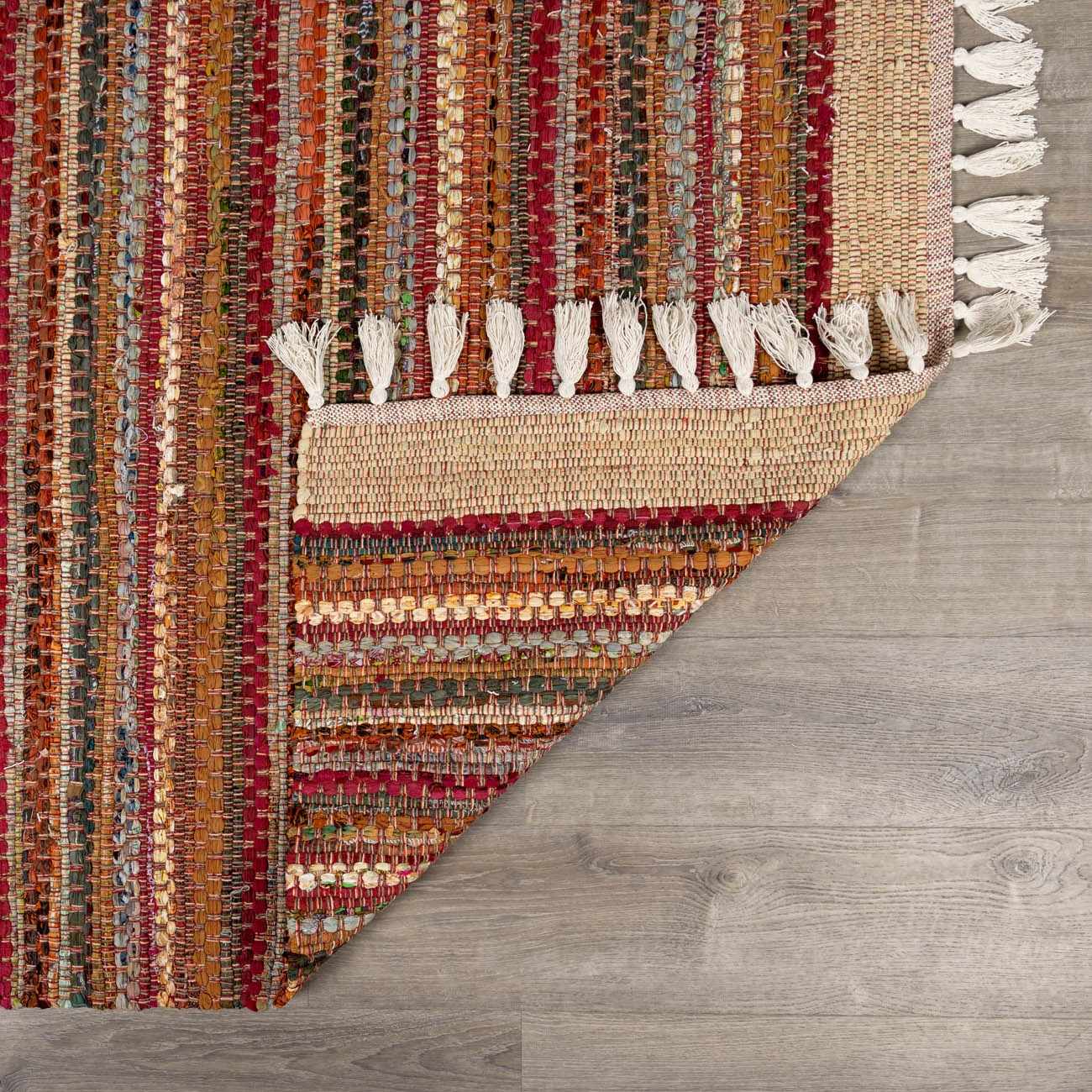 Multicolor Stripe Cotton Area Rug - Boutique Rugs