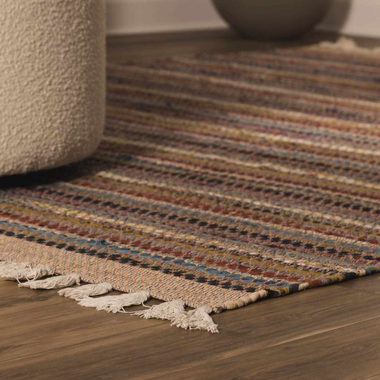 Multicolor Stripe Cotton Area Rug - Boutique Rugs