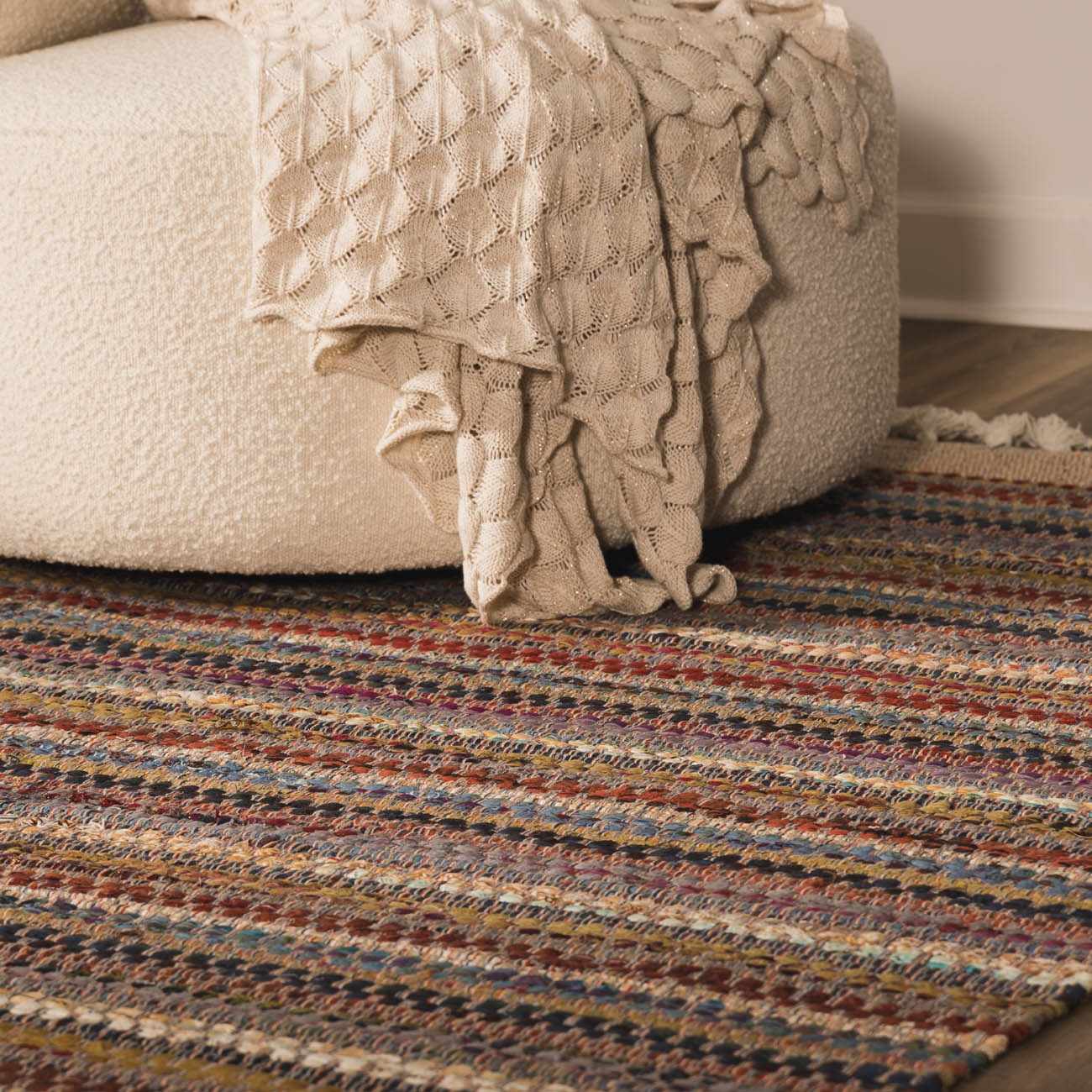 Multicolor Stripe Cotton Area Rug - Boutique Rugs