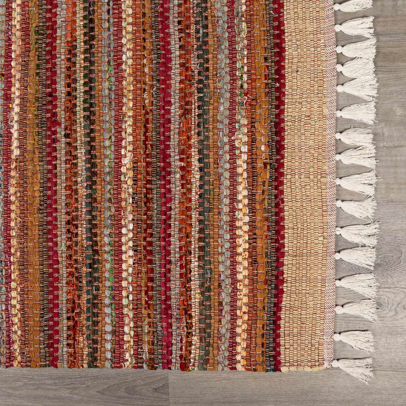 Multicolor Stripe Cotton Area Rug - Boutique Rugs