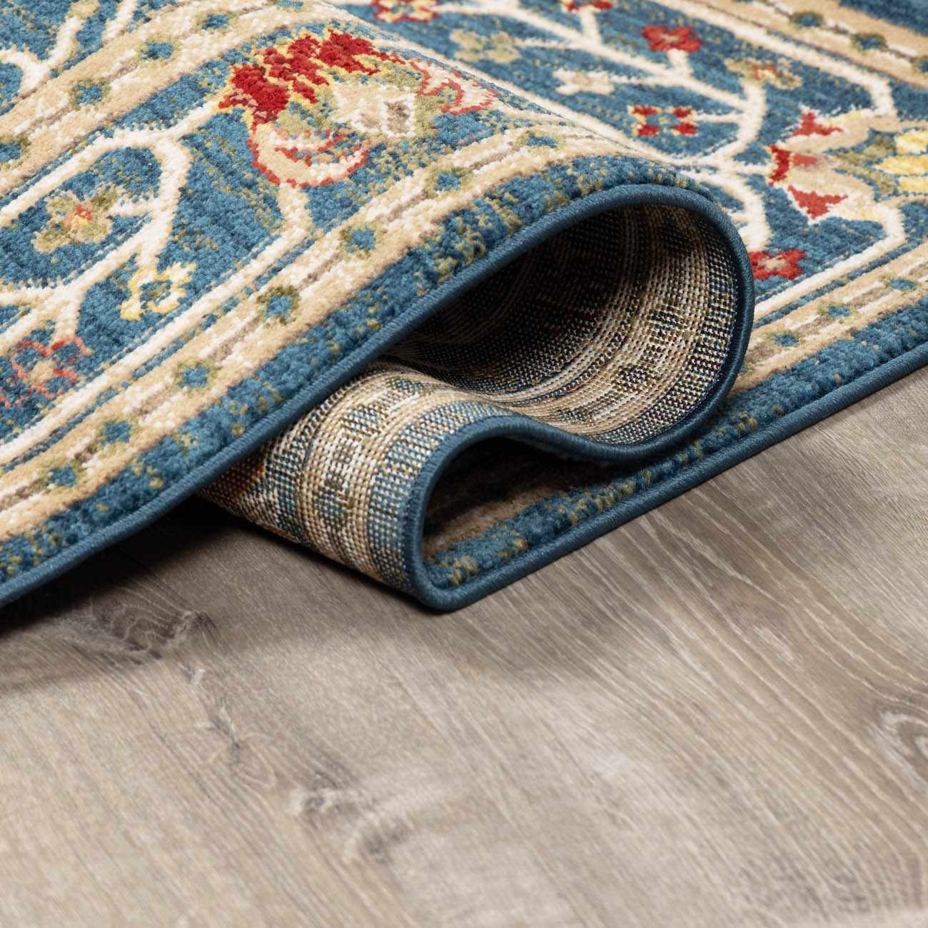 Neola Navy Blue Damask Area Rug - Boutique Rugs