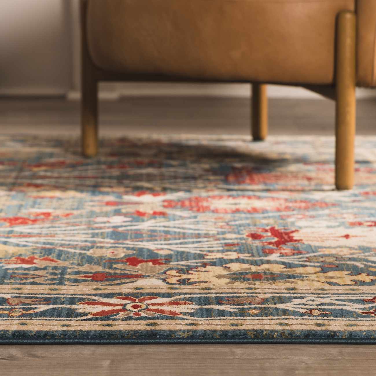 Neola Navy Blue Damask Area Rug - Boutique Rugs