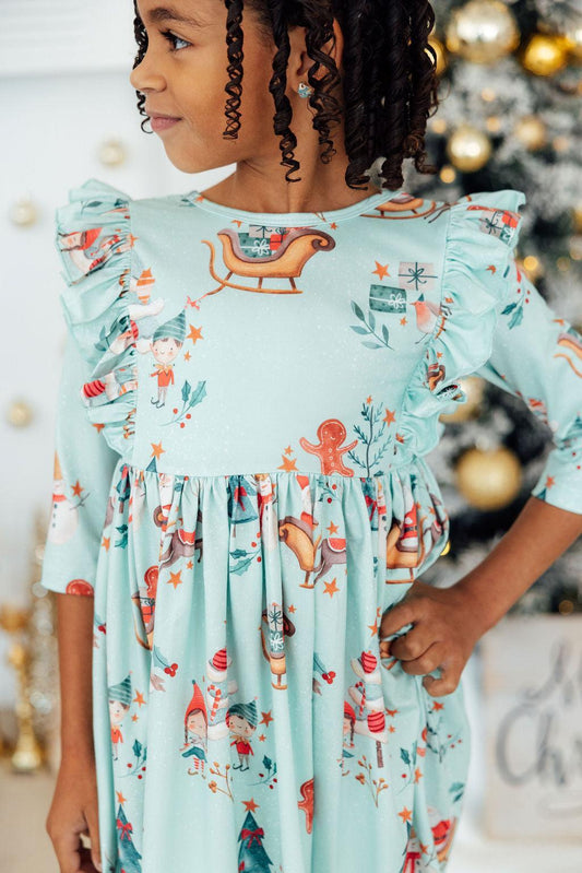 Believe in Your Elf Christmas Ruffle Twirl Dress - Mila & Rose ®