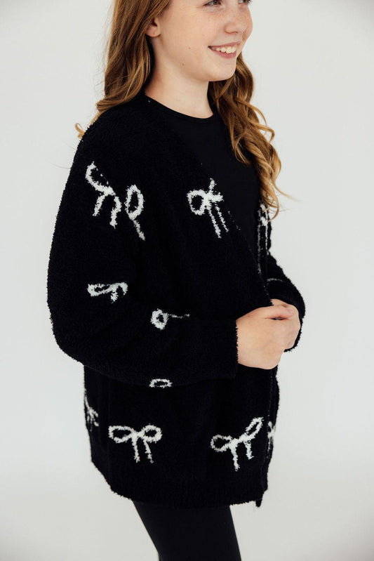 Kids Cozy Cardigan - Black Bows - Mila & Rose ®