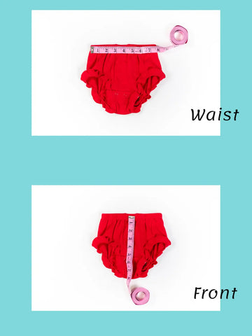 Red ruffled baby bloomers diaper with pink tape, Honeybee Vintage Alton