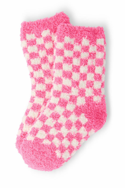 Kids Cozy Socks - Bright Pink Checker - Mila & Rose ®