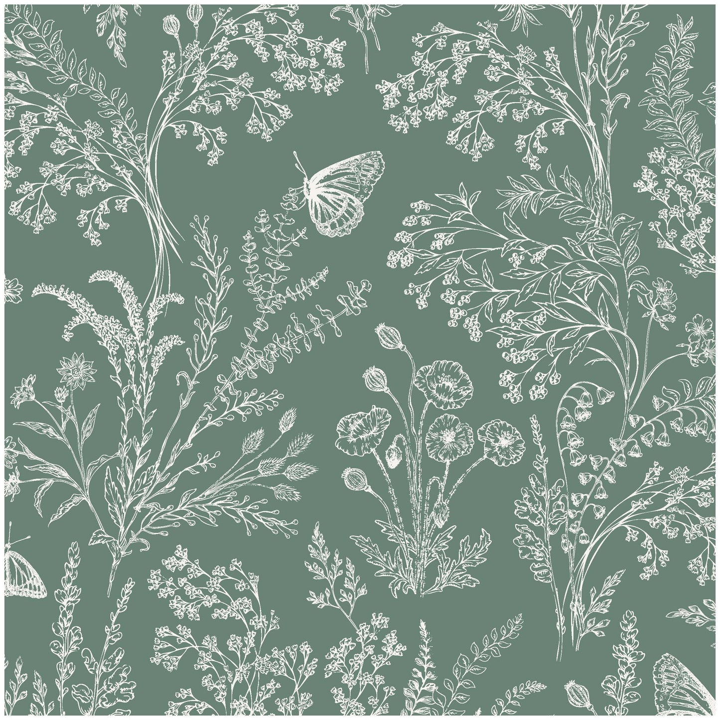 Bronwyn Wallpaper by Anna Black Creative - Sample 1 foot by 1 foot / Green - Loomwell Home Goods