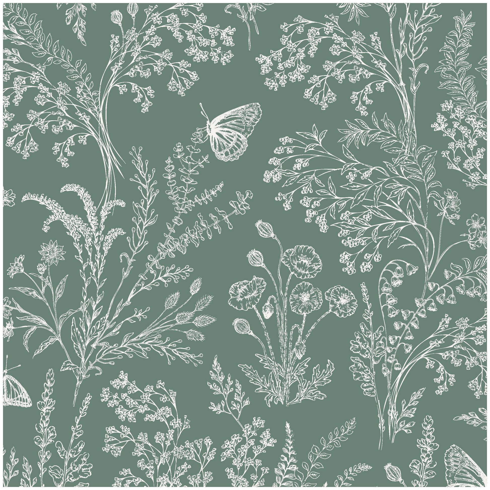 Bronwyn Wallpaper by Anna Black Creative - Sample 1 foot by 1 foot / Green - Loomwell Home Goods
