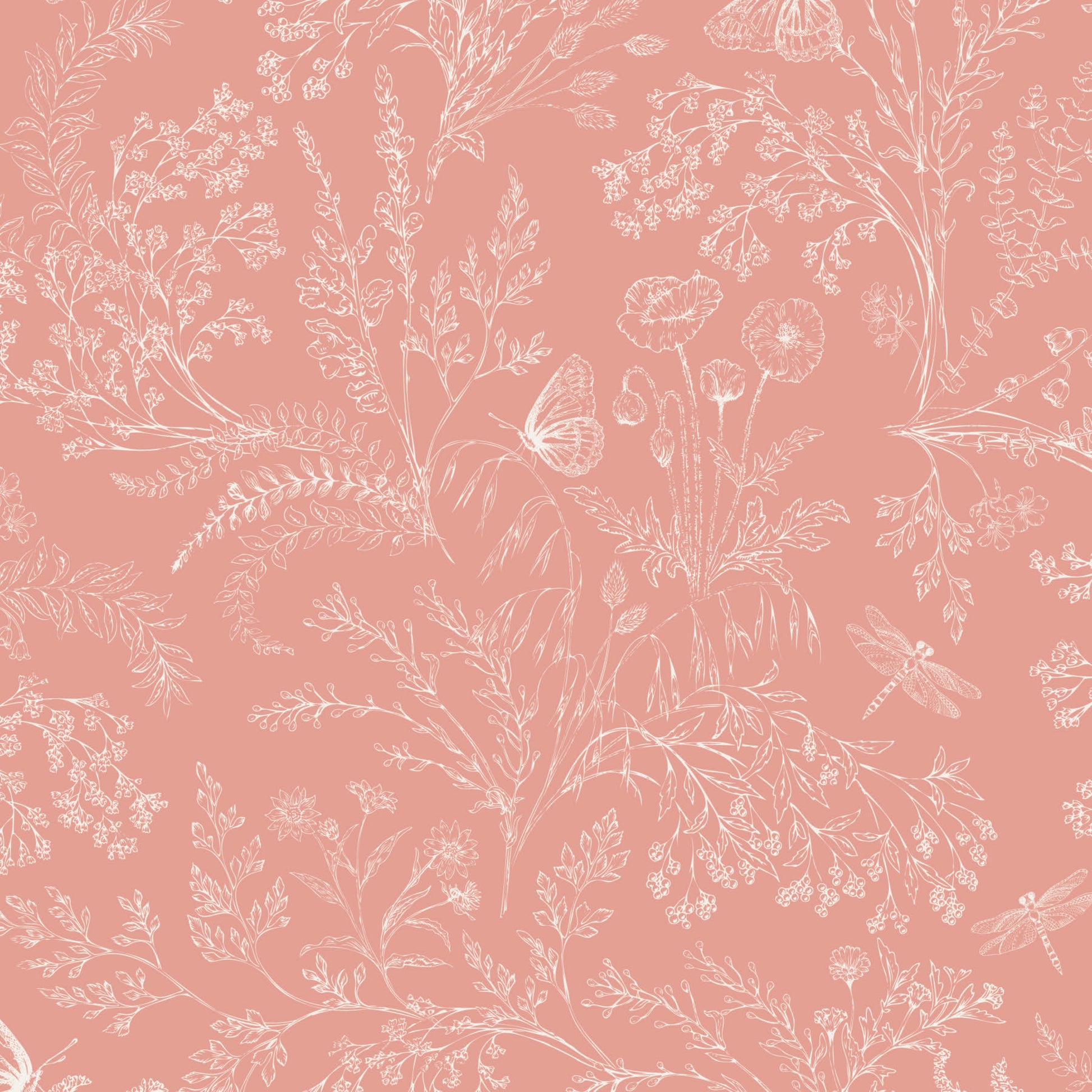 Bronwyn Wallpaper by Anna Black Creative - Sample 1 foot by 1 foot / Pink - Loomwell Home Goods